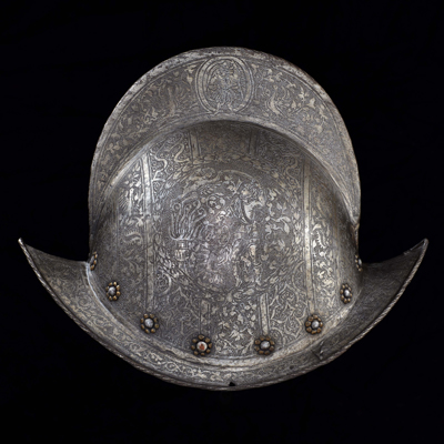 A fine and rare etched morion, circa 1580